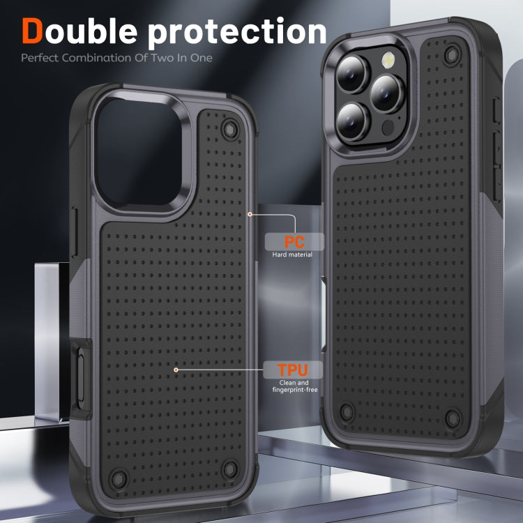 For iPhone 16 Pro PC + TPU Shockproof Protective Phone Case(Grey+Black)