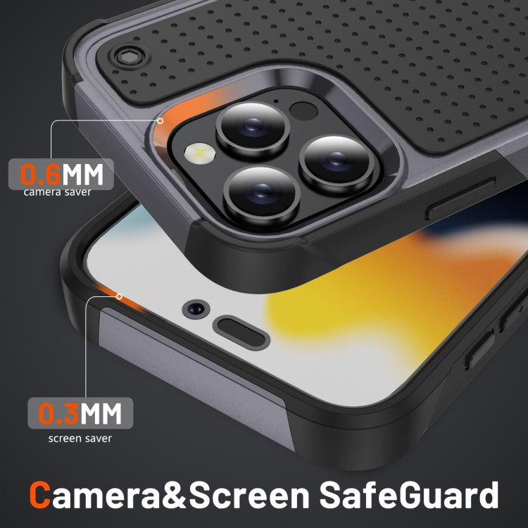For iPhone 16 Pro PC + TPU Shockproof Protective Phone Case(Grey+Black)