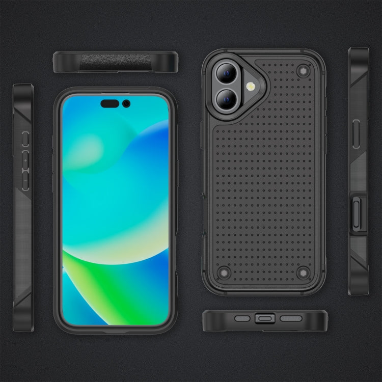For iPhone 16 Plus PC + TPU Shockproof Protective Phone Case(Black+Black)