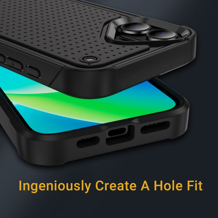 For iPhone 16 Plus PC + TPU Shockproof Protective Phone Case(Black+Black)
