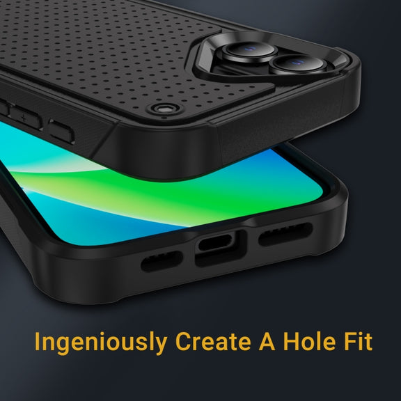 For iPhone 16 Plus PC + TPU Shockproof Protective Phone Case(Black+Black)