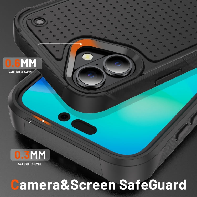 For iPhone 16 Plus PC + TPU Shockproof Protective Phone Case(Black+Black)