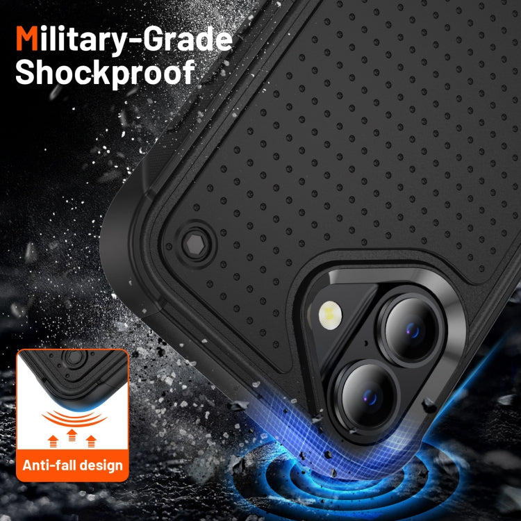 For iPhone 16 Plus PC + TPU Shockproof Protective Phone Case(Black+Black)
