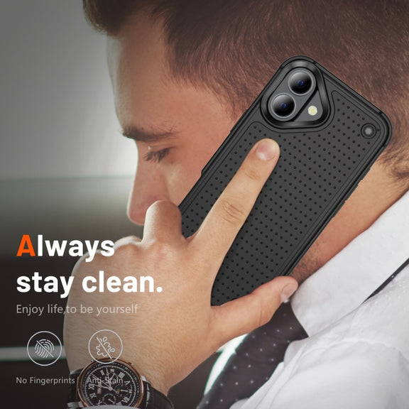 For iPhone 16 Plus PC + TPU Shockproof Protective Phone Case(Black+Black)