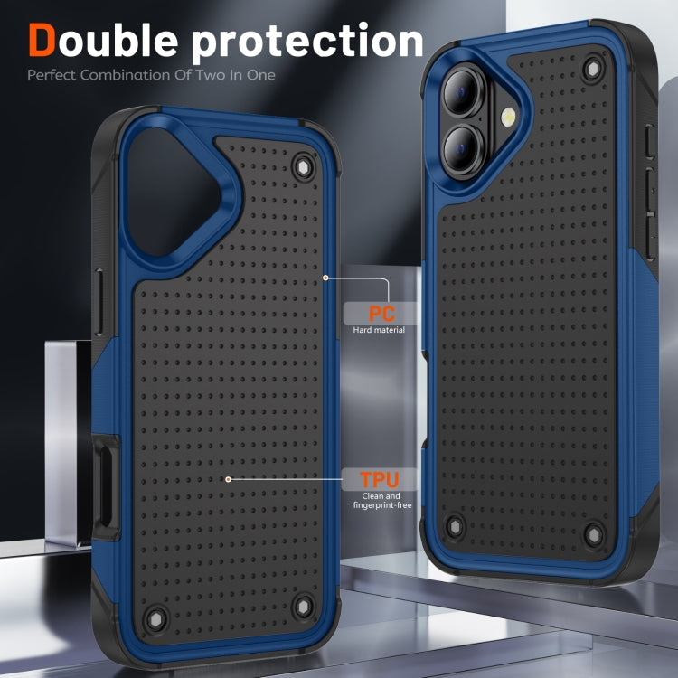 For iPhone 16 PC + TPU Shockproof Protective Phone Case(Blue+Black)