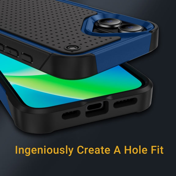 For iPhone 16 PC + TPU Shockproof Protective Phone Case(Blue+Black)