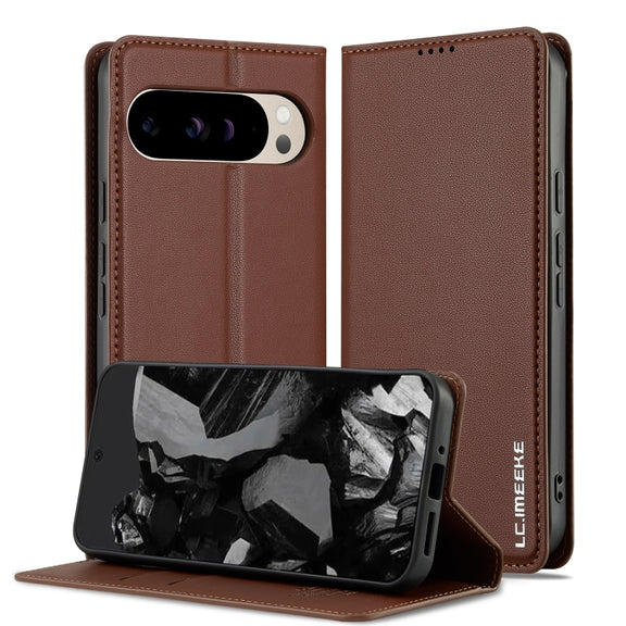 For Google Pixel 9 Pro XL LC.IMEEKE L1 Series Frosted Fine Texture PU Phone Case(Brown)