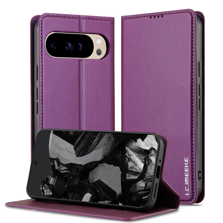For Google Pixel 9 Pro XL LC.IMEEKE L1 Series Frosted Fine Texture PU Phone Case(Purple)