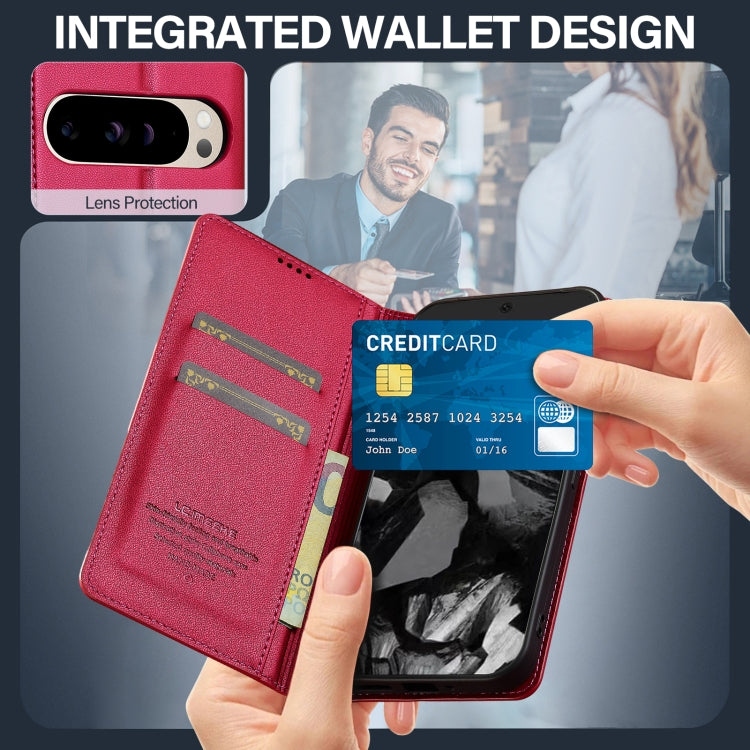 For Google Pixel 9 Pro XL LC.IMEEKE L1 Series Frosted Fine Texture PU Phone Case(Red)
