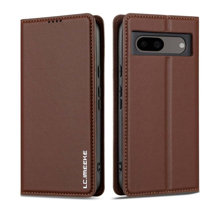 For Google Pixel 7A LC.IMEEKE L1 Series Frosted Fine Texture PU Phone Case(Brown)
