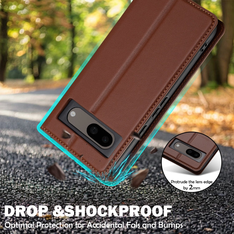 For Google Pixel 7A LC.IMEEKE L1 Series Frosted Fine Texture PU Phone Case(Brown)