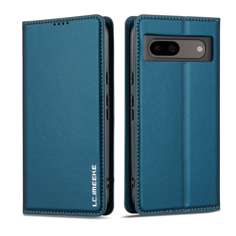 For Google Pixel 8 LC.IMEEKE L1 Series Frosted Fine Texture PU Phone Case(Blue)