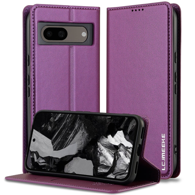For Google Pixel 8 LC.IMEEKE L1 Series Frosted Fine Texture PU Phone Case(Purple)