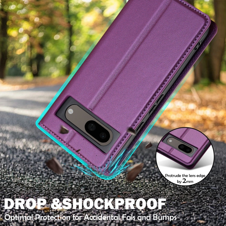 For Google Pixel 8A LC.IMEEKE L1 Series Frosted Fine Texture PU Phone Case(Purple)