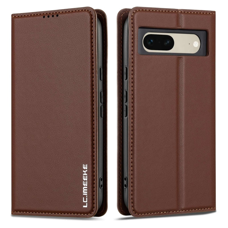 For Google Pixel 7 5G LC.IMEEKE L1 Series Frosted Fine Texture PU Phone Case(Brown)