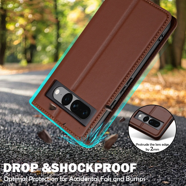For Google Pixel 7 5G LC.IMEEKE L1 Series Frosted Fine Texture PU Phone Case(Brown)