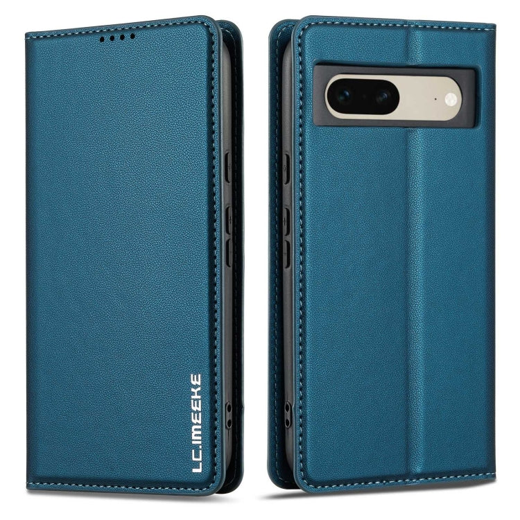 For Google Pixel 7 5G LC.IMEEKE L1 Series Frosted Fine Texture PU Phone Case(Blue)