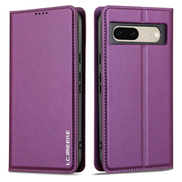For Google Pixel 7 5G LC.IMEEKE L1 Series Frosted Fine Texture PU Phone Case(Purple)