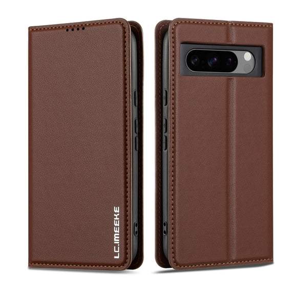 For Google Pixel 8 Pro LC.IMEEKE L1 Series Frosted Fine Texture PU Phone Case(Brown)