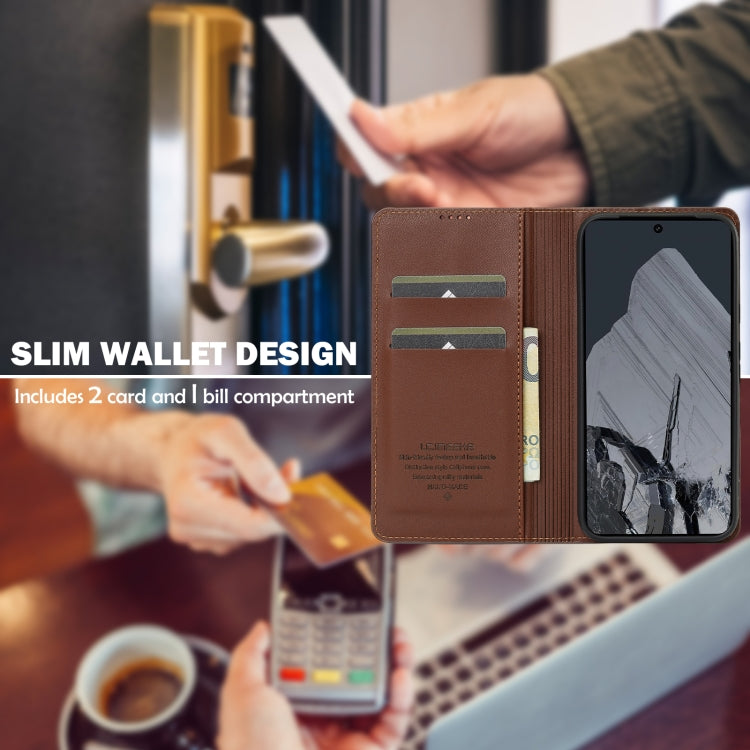 For Google Pixel 8 Pro LC.IMEEKE L1 Series Frosted Fine Texture PU Phone Case(Brown)