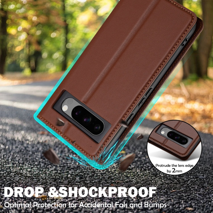 For Google Pixel 8 Pro LC.IMEEKE L1 Series Frosted Fine Texture PU Phone Case(Brown)