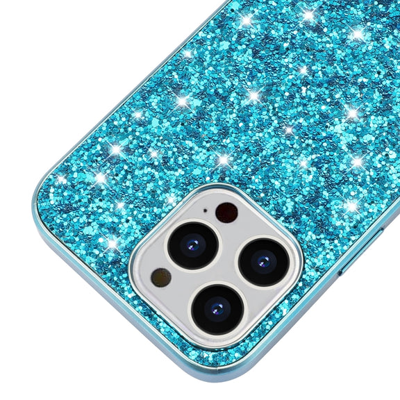 For iPhone 16 Pro Max Glitter Powder Shockproof TPU Phone Case(Silver)