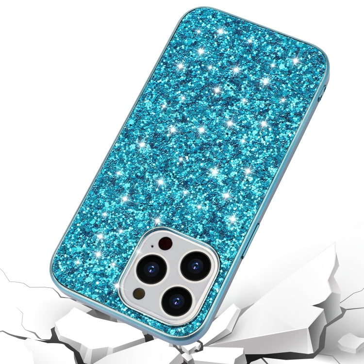 For iPhone 16 Pro Glitter Powder Shockproof TPU Phone Case(Black)