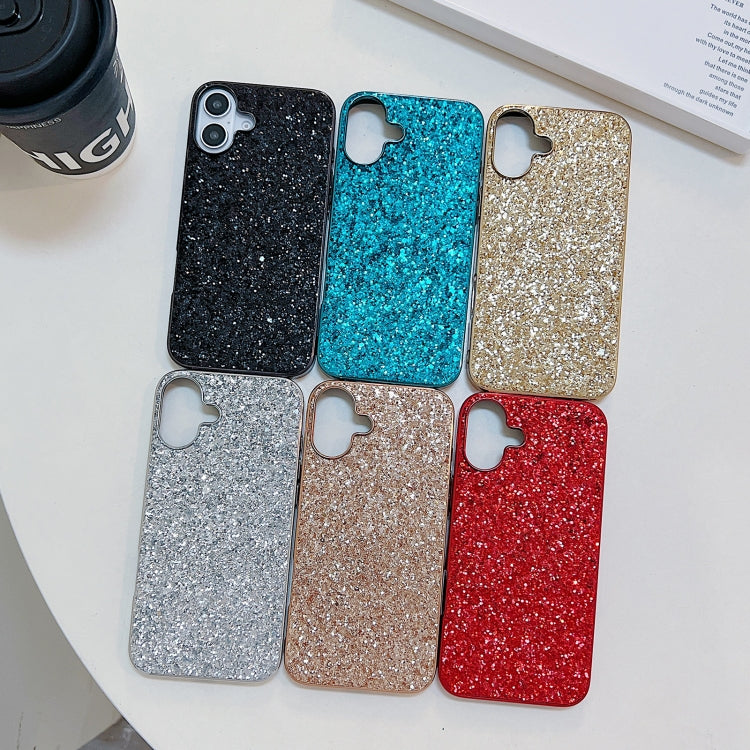 For iPhone 16 Glitter Powder Shockproof TPU Phone Case(Gold)