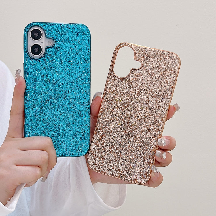 For iPhone 16 Glitter Powder Shockproof TPU Phone Case(Gold)