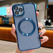 For iPhone 16 Pro Max Electroplating Pure Color Glitter Powder MagSafe Phone Case(Dark Blue)