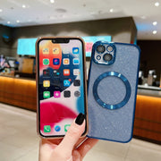For iPhone 16 Pro Electroplating Pure Color Glitter Powder MagSafe Phone Case(Sierra Blue)