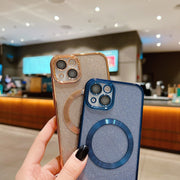 For iPhone 16 Pro Electroplating Pure Color Glitter Powder MagSafe Phone Case(Sierra Blue)