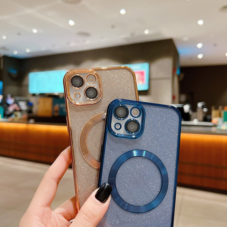 For iPhone 16 Electroplating Pure Color Glitter Powder MagSafe Phone Case(Dark Green)