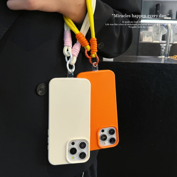 For iPhone 16 Leather Texture TPU Full Coverage Phone Case with Lanyard(Green)