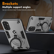 For Samsung Galaxy S25 5G Metal Ring 360 Degree Rotating Holder PC Hybrid TPU Phone Case(Silver Grey)