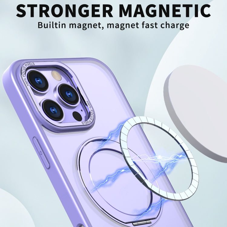 For iPhone 16 Pro Max Wing Series MagSafe Magnetic Ring Holder Phone Case(Light Purple)