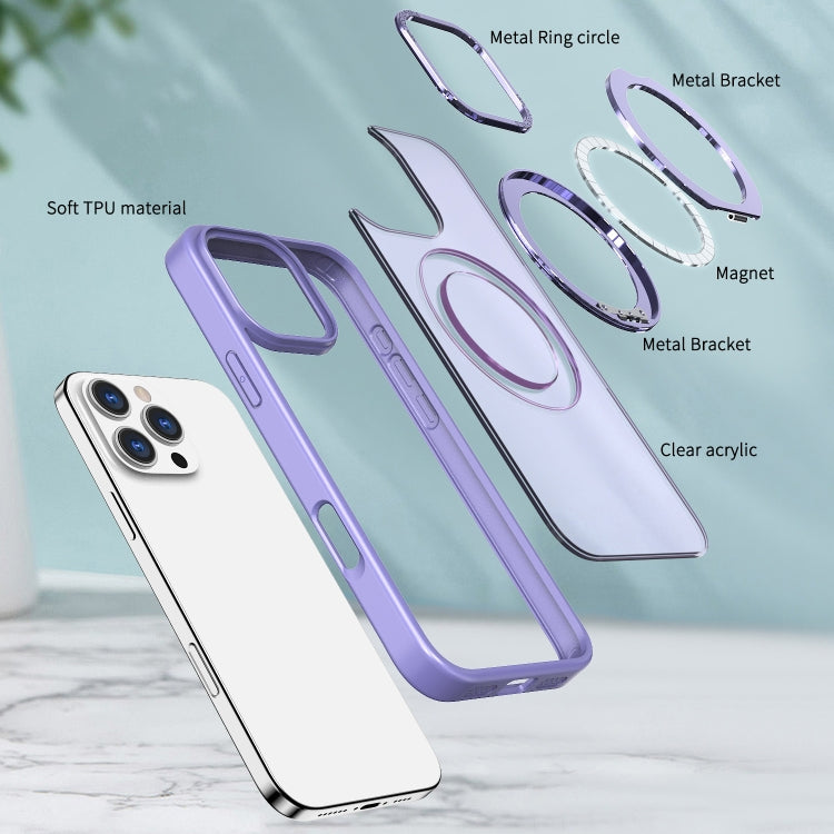 For iPhone 16 Pro Max Wing Series MagSafe Magnetic Ring Holder Phone Case(Light Purple)