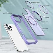 For iPhone 16 Pro Max Wing Series MagSafe Magnetic Ring Holder Phone Case(Light Purple)