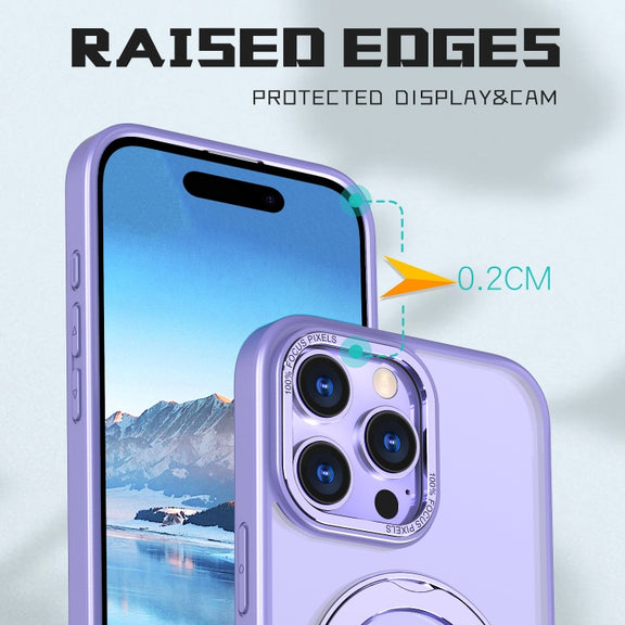 For iPhone 16 Pro Max Wing Series MagSafe Magnetic Ring Holder Phone Case(Light Purple)
