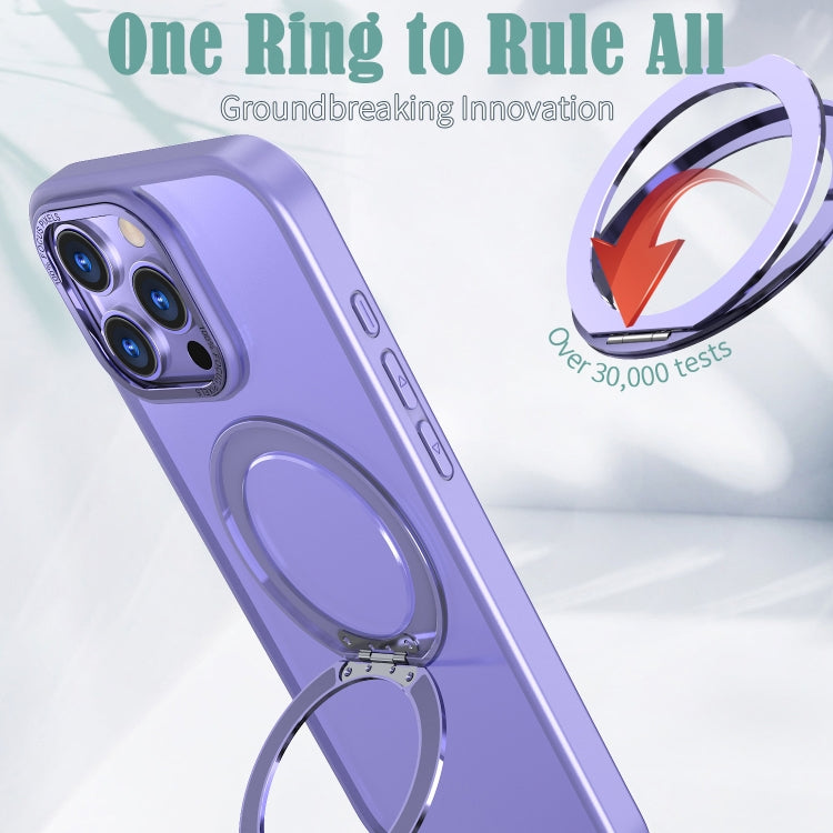 For iPhone 16 Pro Max Wing Series MagSafe Magnetic Ring Holder Phone Case(Light Purple)