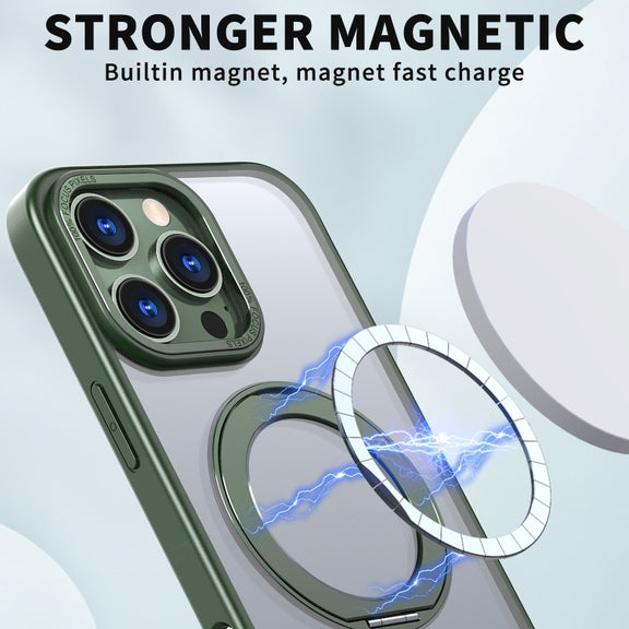 For iPhone 16 Pro Max Wing Series MagSafe Magnetic Ring Holder Phone Case(Green)
