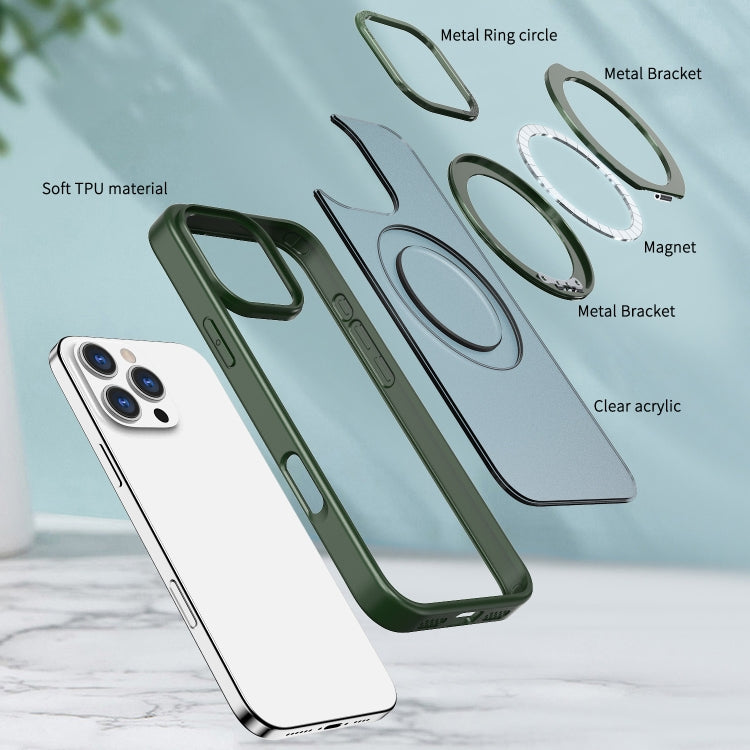 For iPhone 16 Pro Max Wing Series MagSafe Magnetic Ring Holder Phone Case(Green)