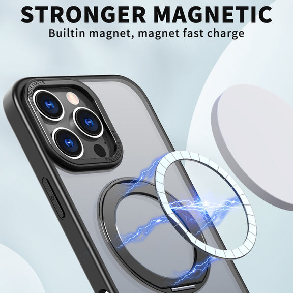 For iPhone 16 Pro Wing Series MagSafe Magnetic Ring Holder Phone Case(Black)