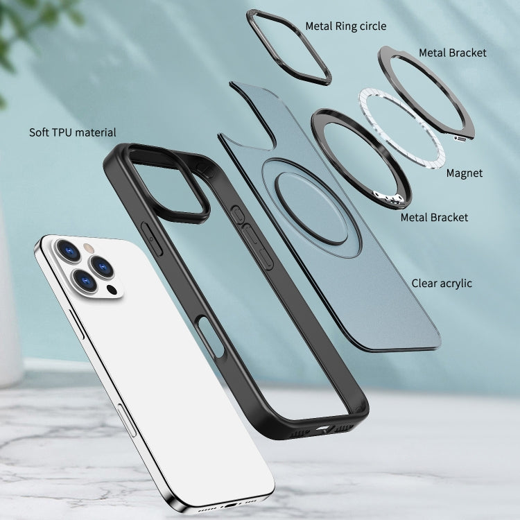 For iPhone 16 Pro Wing Series MagSafe Magnetic Ring Holder Phone Case(Black)