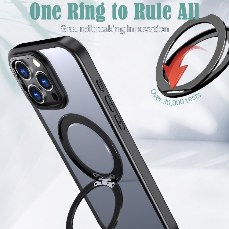 For iPhone 16 Pro Wing Series MagSafe Magnetic Ring Holder Phone Case(Black)