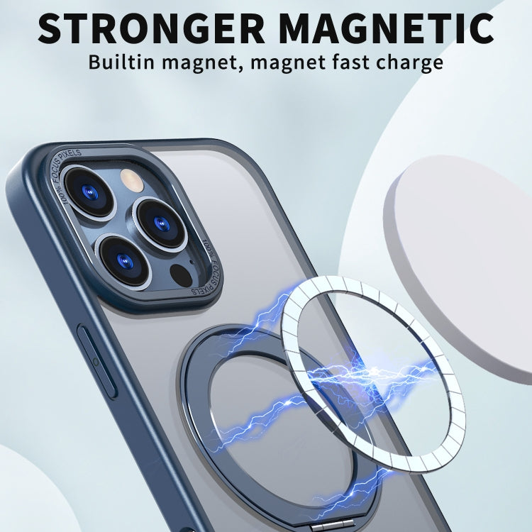 For iPhone 16 Pro Wing Series MagSafe Magnetic Ring Holder Phone Case(Blue)