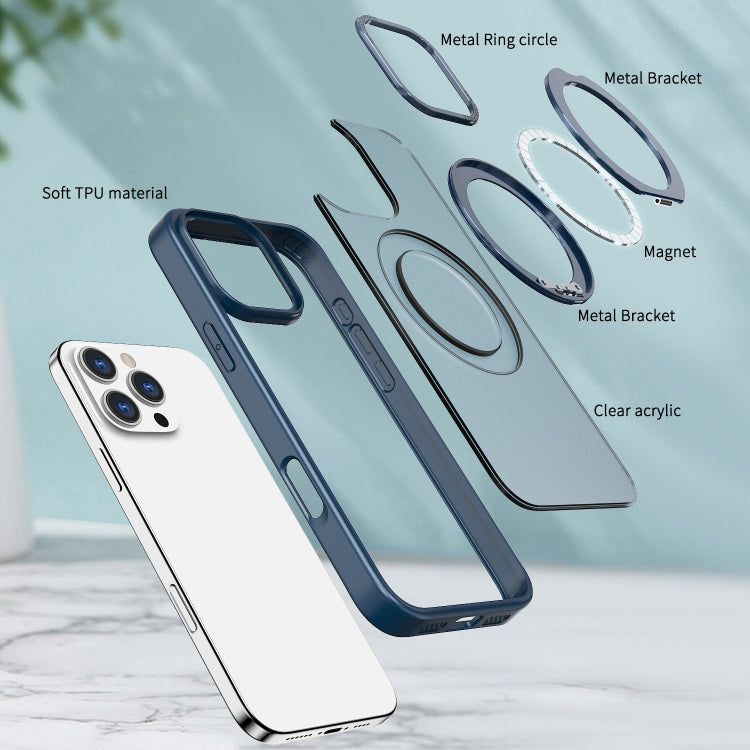 For iPhone 16 Pro Wing Series MagSafe Magnetic Ring Holder Phone Case(Blue)