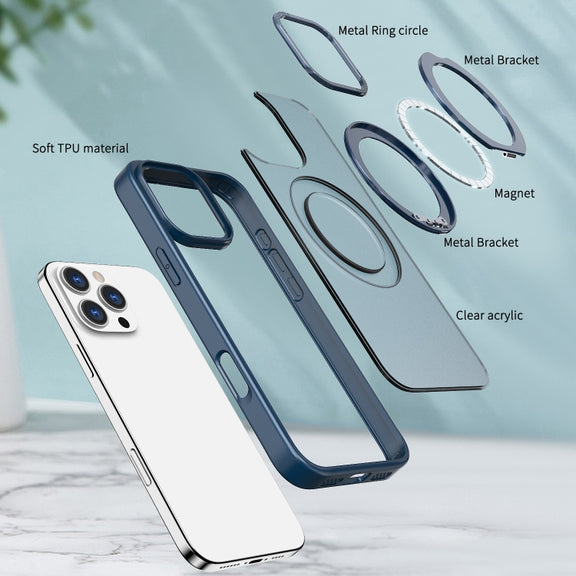 For iPhone 16 Pro Wing Series MagSafe Magnetic Ring Holder Phone Case(Blue)