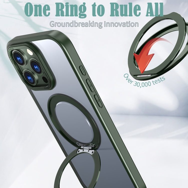 For iPhone 16 Pro Wing Series MagSafe Magnetic Ring Holder Phone Case(Green)