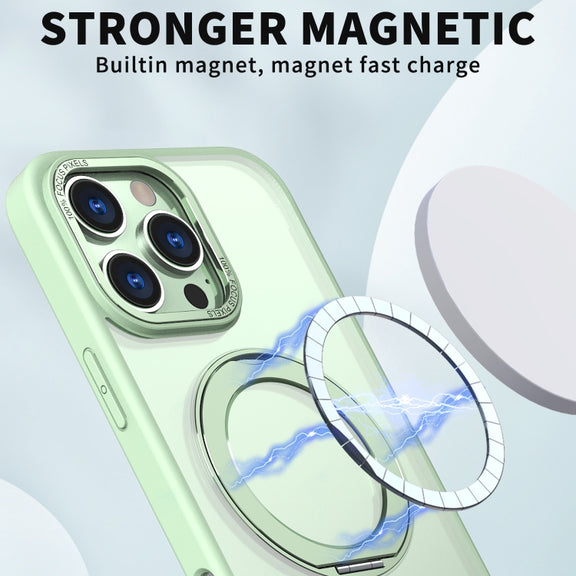 For iPhone 16 Pro Wing Series MagSafe Magnetic Ring Holder Phone Case(Avocado Green)